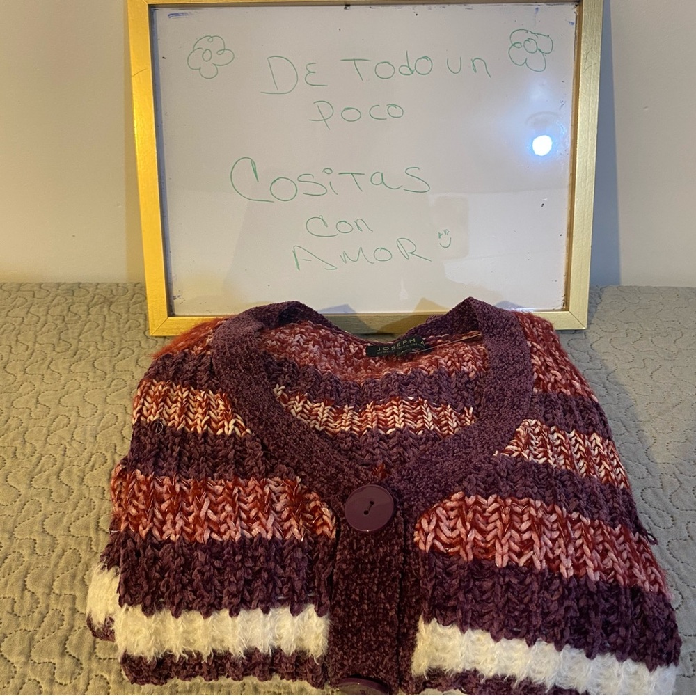 Joseph A Purple and Cream Cardigan Sweater
